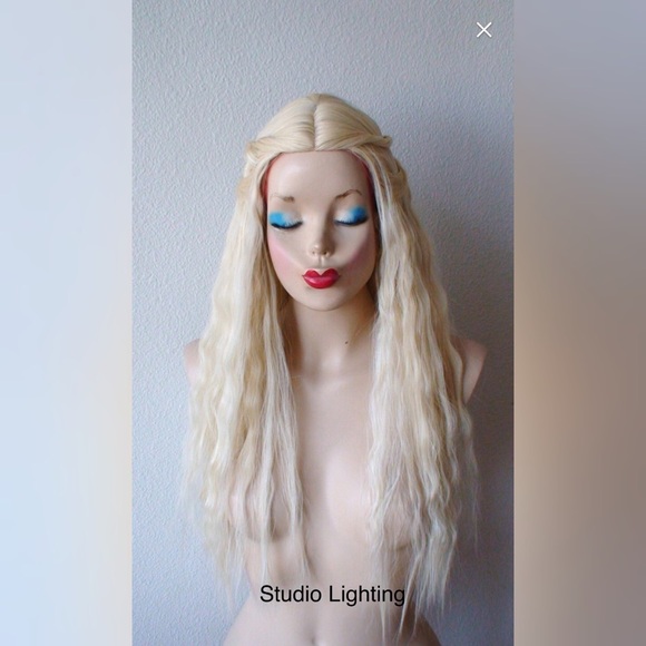 Long Wavy Blonde Wig 28” Center Middle Part - Picture 2 of 14